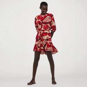 Johanna Ortiz H&M tropical flounced dress XS red 
Style No. 0856391001